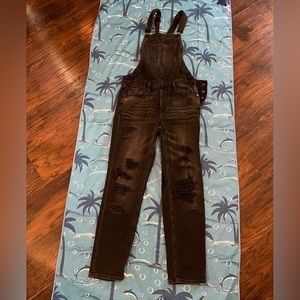 American Eagle Black Jean Jumpsuit Medium